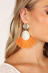 Eloise Tassel Earrings - Gold/Orange
