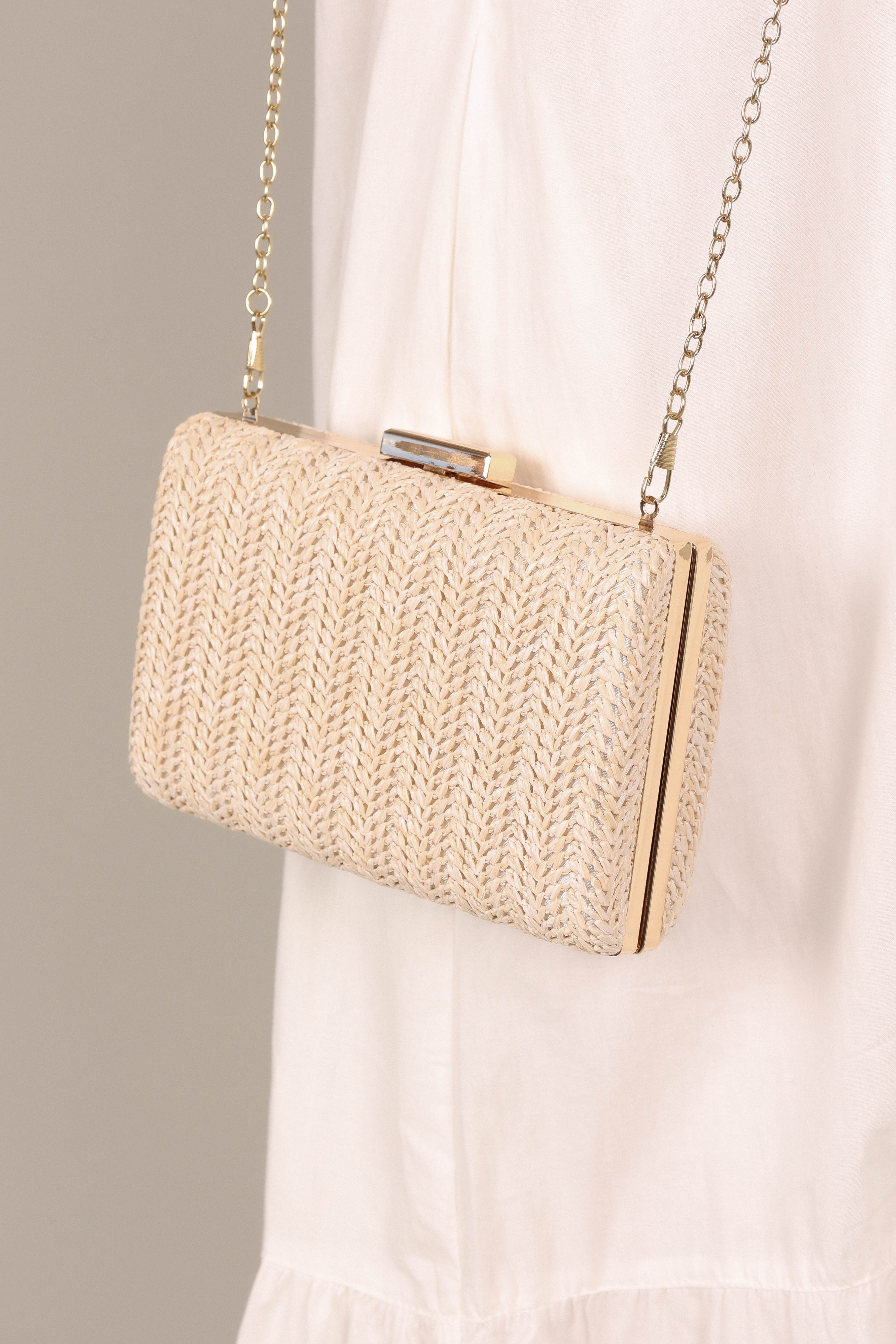 Peyton Straw Clutch - Cream