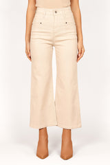 Georgette High Waisted Straight Leg Pants - Beige