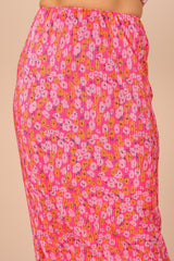 Minelli Pleat Midi Skirt - Hot Pink