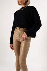 Sammie Vegan Leather Pants - Tan