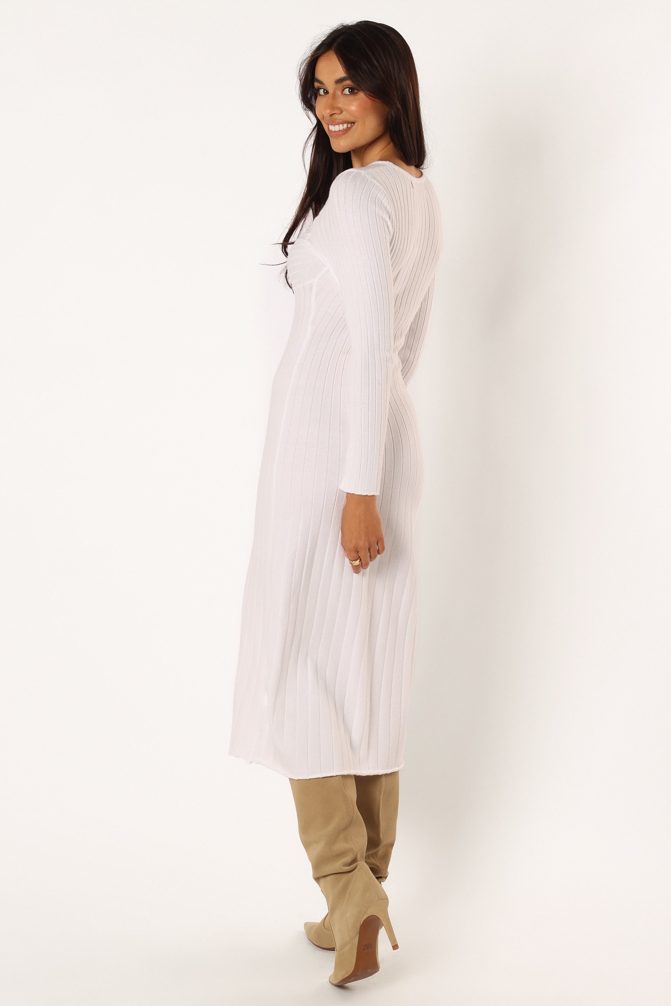 Zayla Long Sleeve Midi Dress - Cream