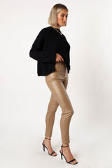 Sammie Vegan Leather Pants - Tan