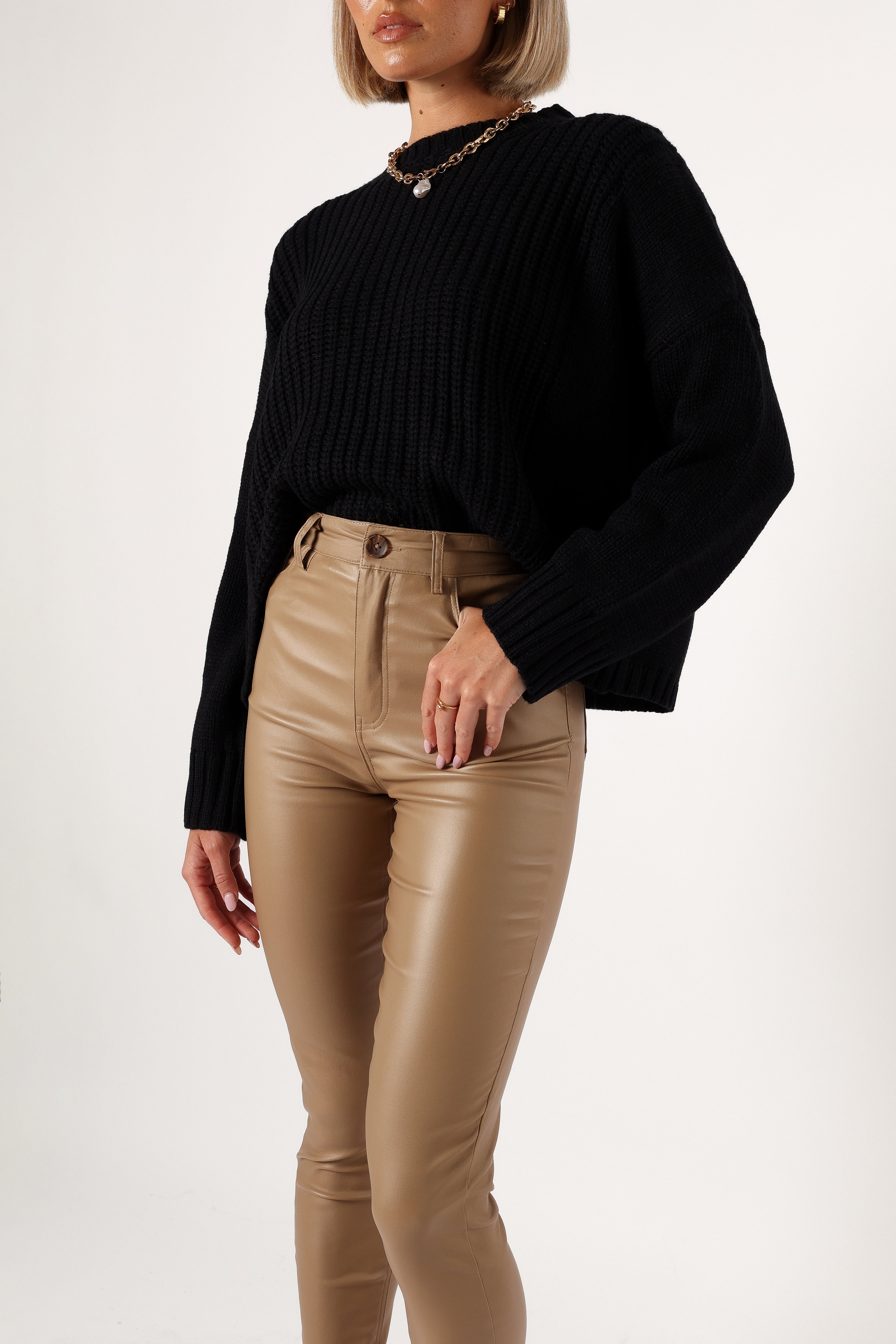Sammie Vegan Leather Pants - Tan