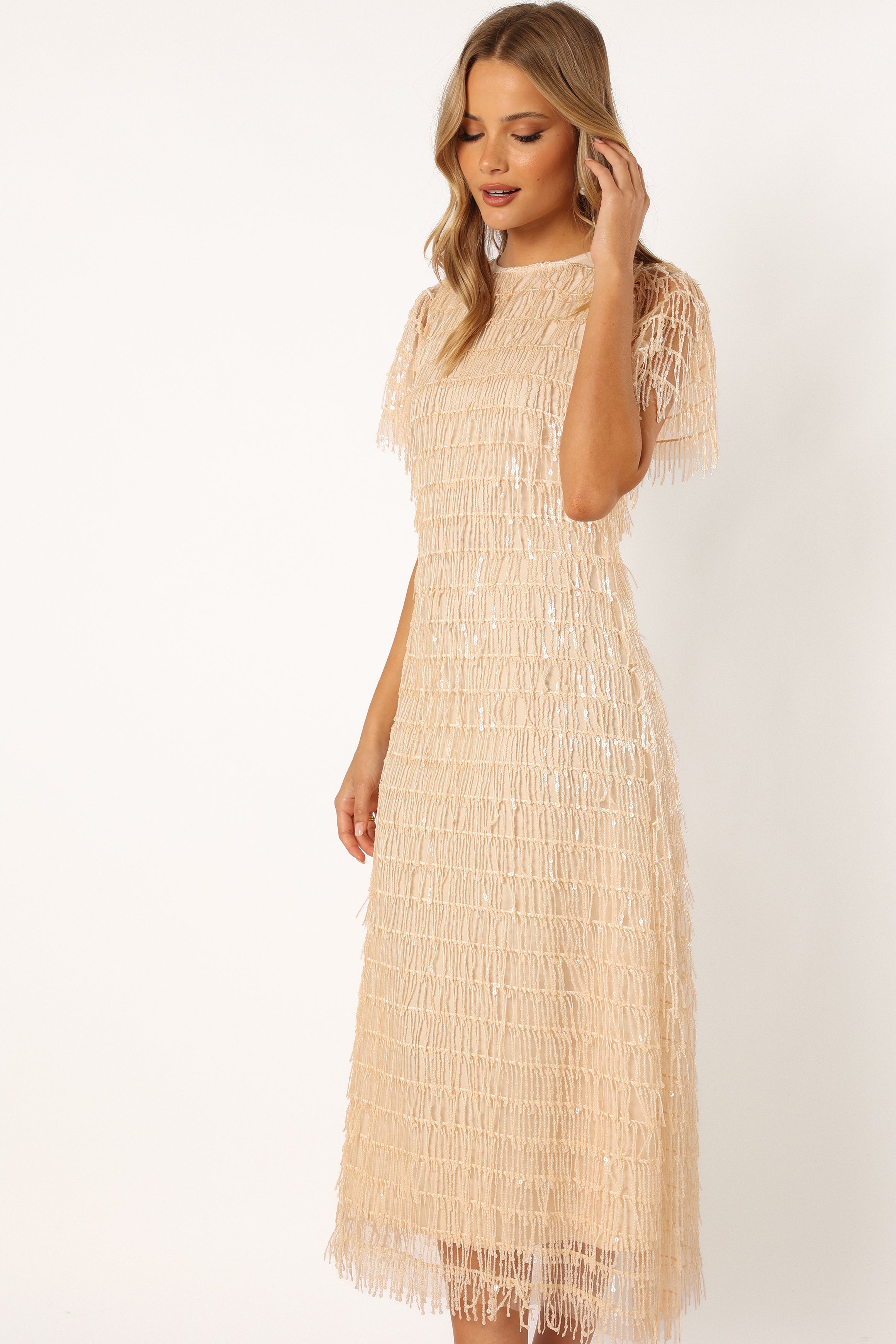 Kala Textured Maxi Dress - Beige