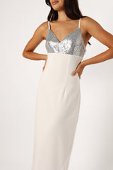 Kylie Slip Dress - White Silver